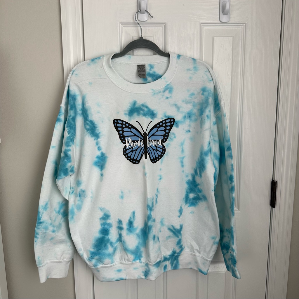 University Of Rhode Island Uri Tie Dye Butterfly Crewneck